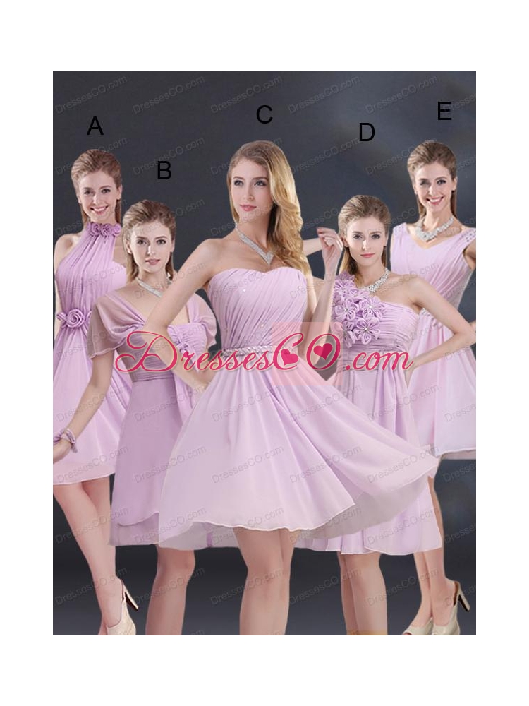 Halter A Line Bridesmaid Dress with Ruhing and Hand Made Flowers