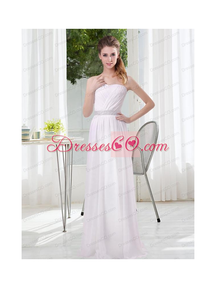 Simple Empire Ruching Bridesmaid Dress in White
