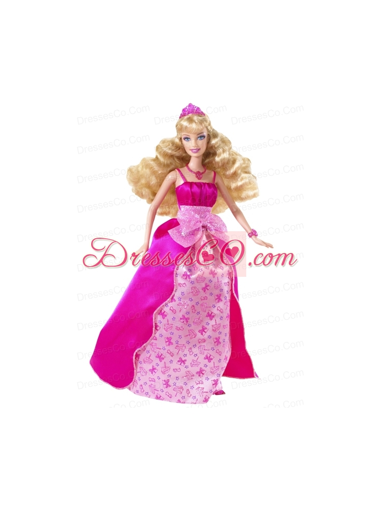 Bowknot Printing And Satin Princess Quinceanera Doll Dress