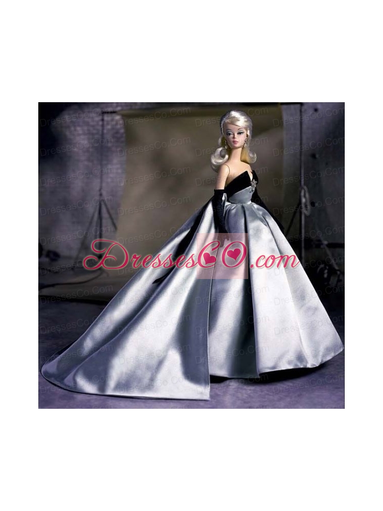 Exclusive Beading Grey Ball Gown Quinceanera Doll Dress