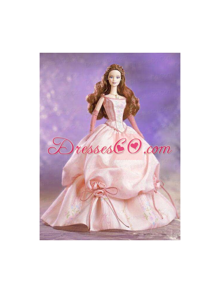 Hand Made Flowers And Embroidery Ball Gown Champagne Quinceanera Doll Dress