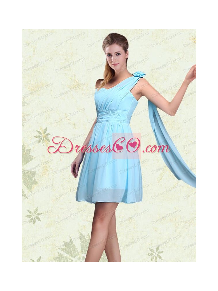 One Shoulder A Line Ruching Bridesmaid Dress