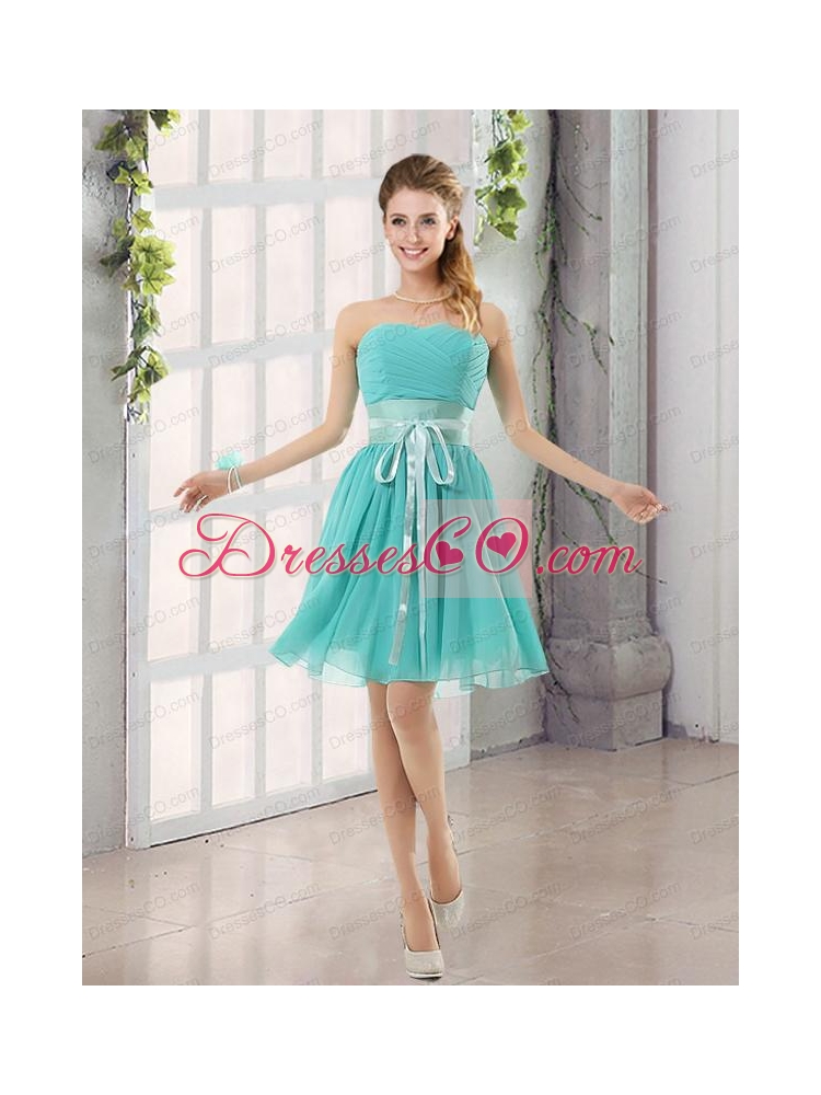 Perfect Belt Ruching A Line Bridesmaid Dress for