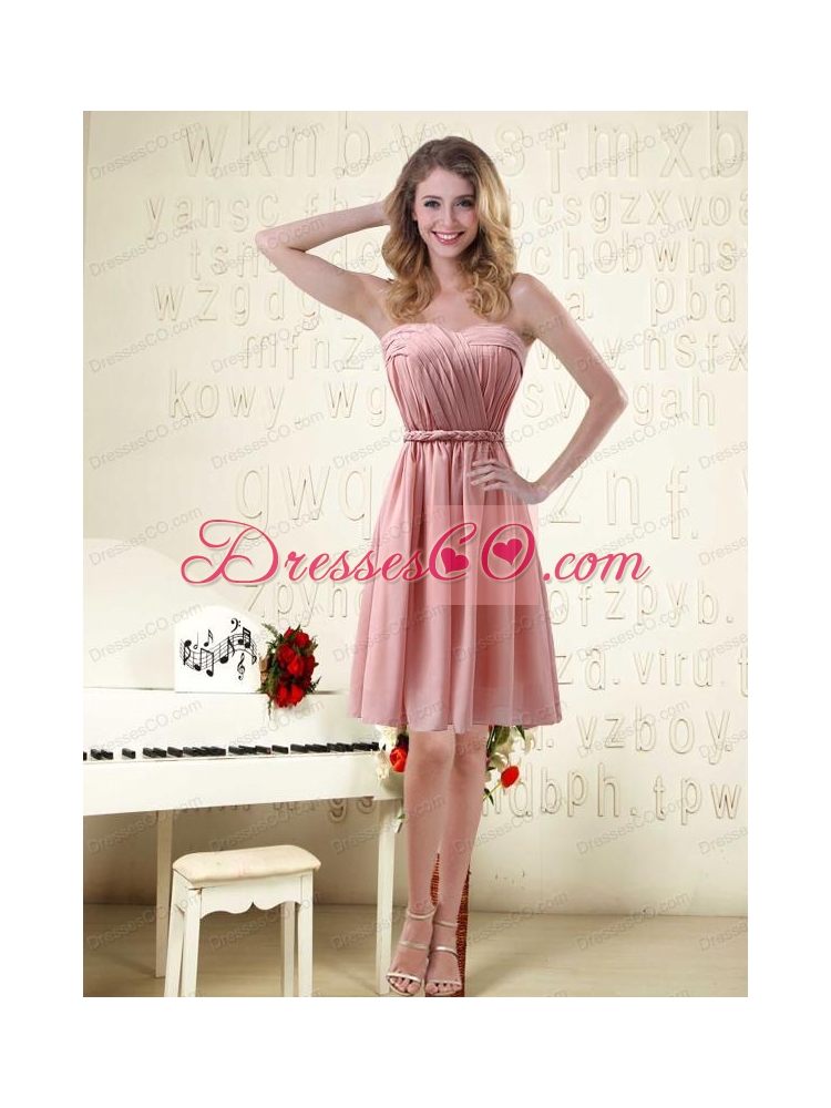 Sassy Ruched Bridesmaid Dress in Chiffon with Waistband