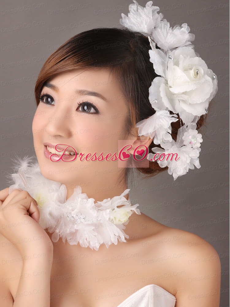 Fascinators White Organza Special Occasion and Outdoor Beading