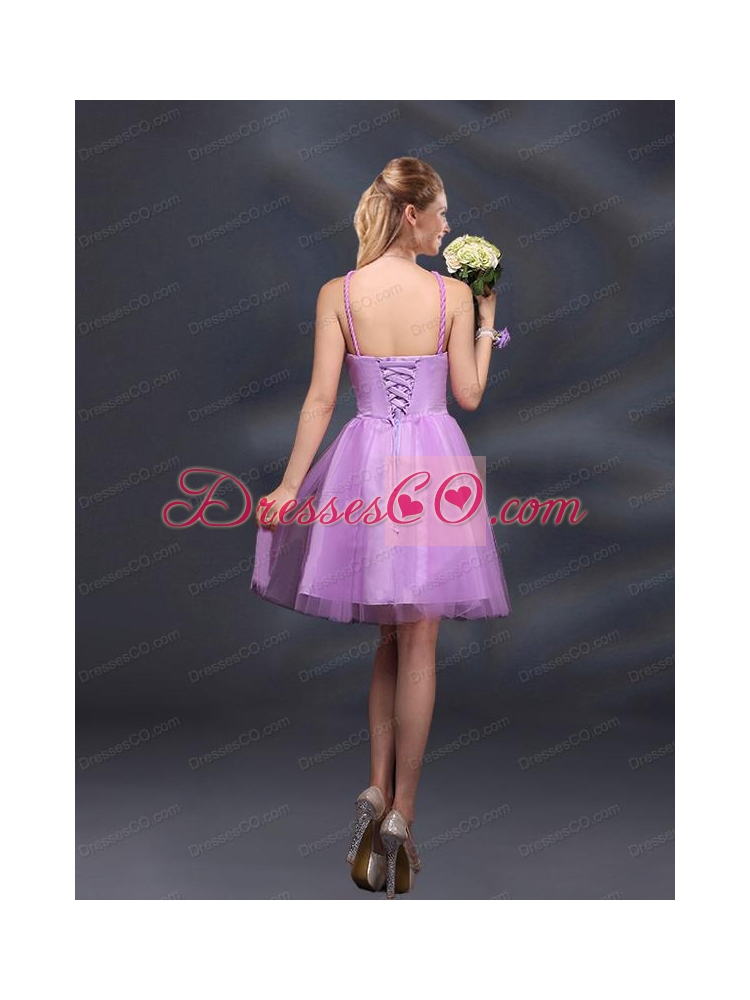 Pretty Halter A Line Bridesmaid Dress with Hand Made Flowers