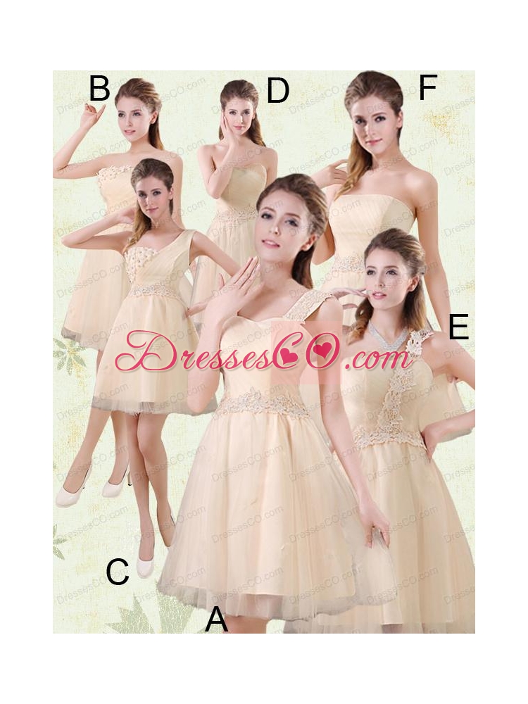 Strapless Appliques  New Bridesmaid Dress in Champagne