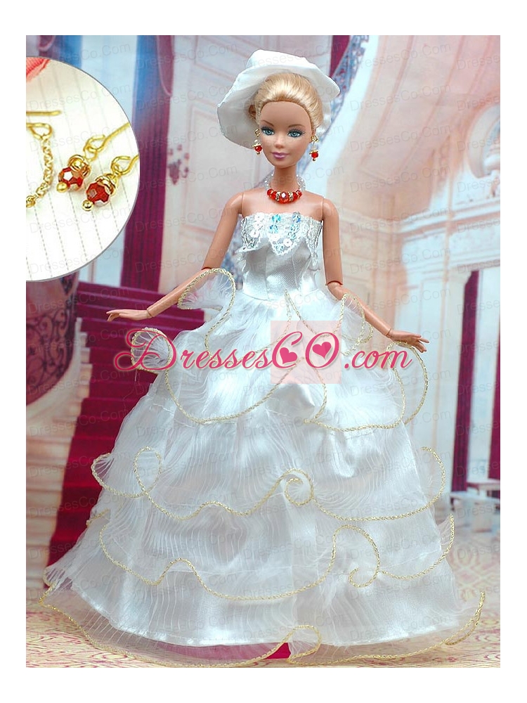 Beautiful White Wedding Dress For Quinceanera Doll