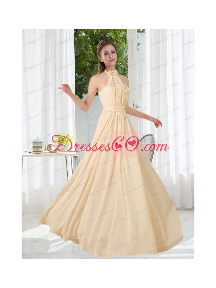 Empire Ruching  Floor Length Bridesmaid Dress