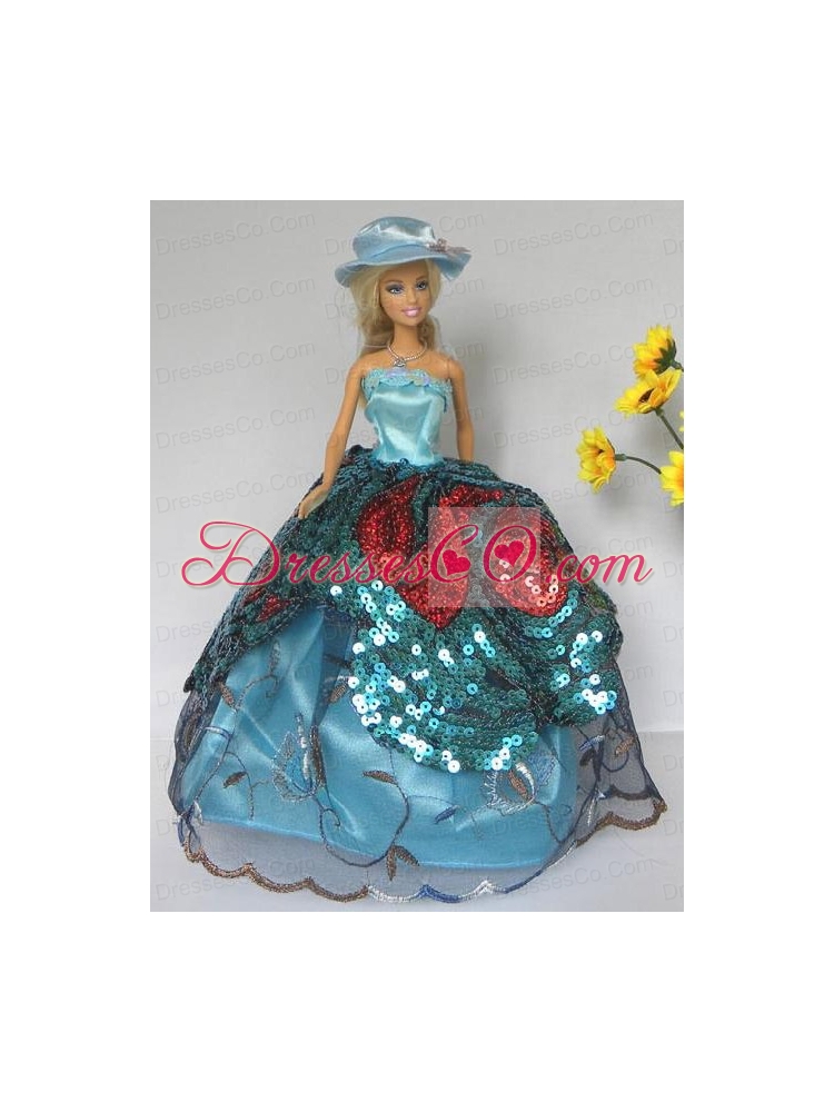 Free Shippment Quinceanera Doll Lace And Sequins Clothes Party DressGown