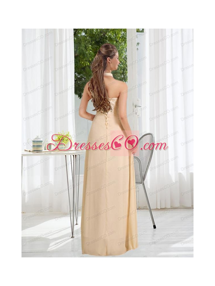 Halter Empire  Classical Bridesmaid Dress with Lace