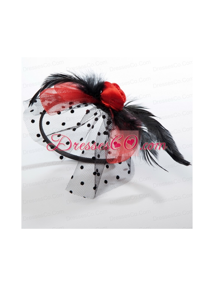 Cheap Tulle Black Feather Flower Hairpin for Wedding