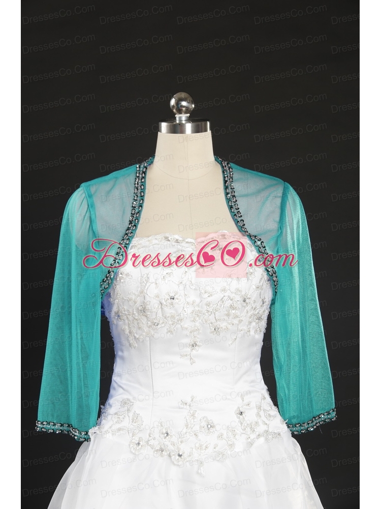 Fall Long Sleeves Organza Wraps in Green