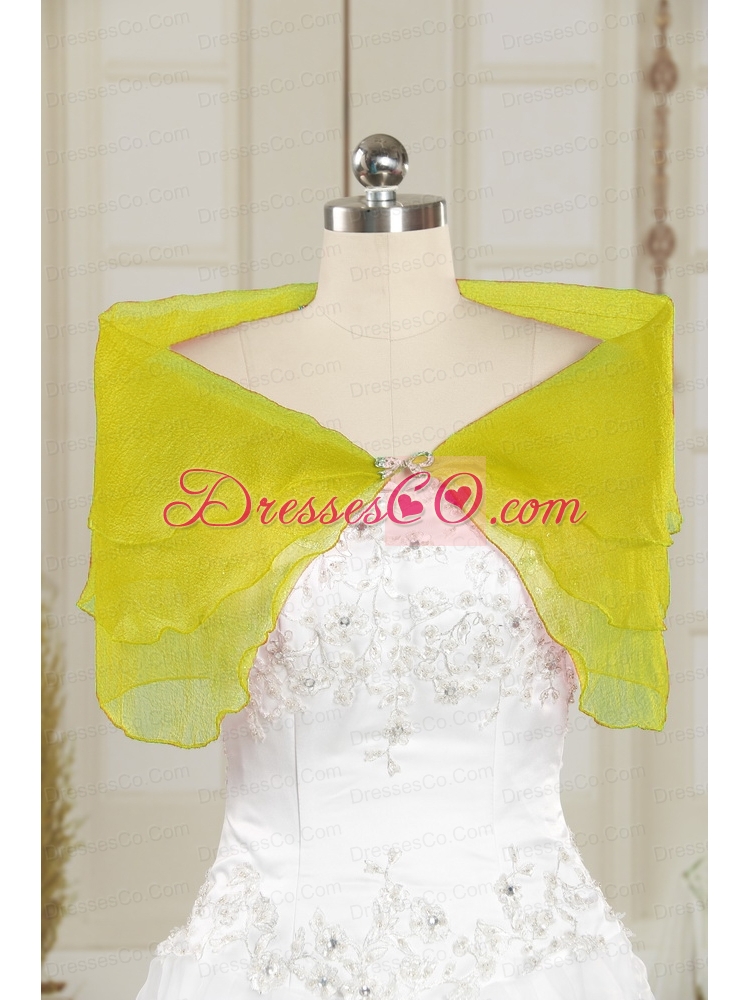 Organza Beading New Style Shawls in Yellow