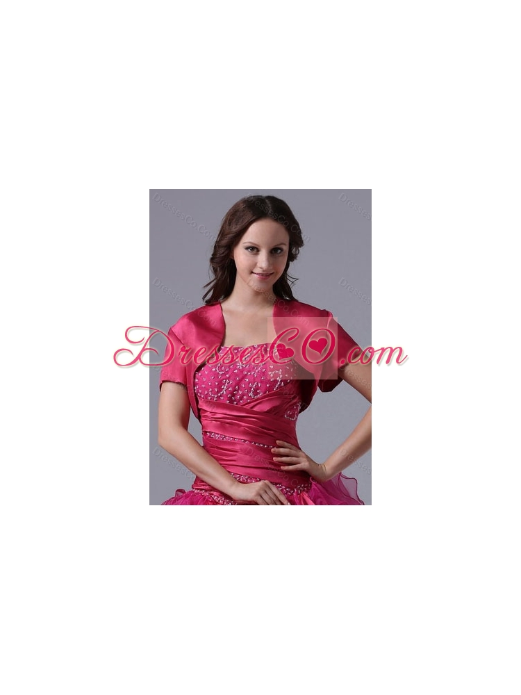 Brand New Style Fuchsia Open Front Quinceanera Jacket