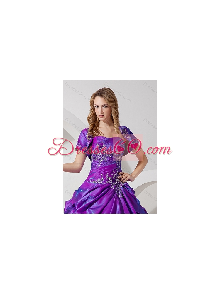 Unique and Affordable Open Front Quinceanera Jacket in Purple For