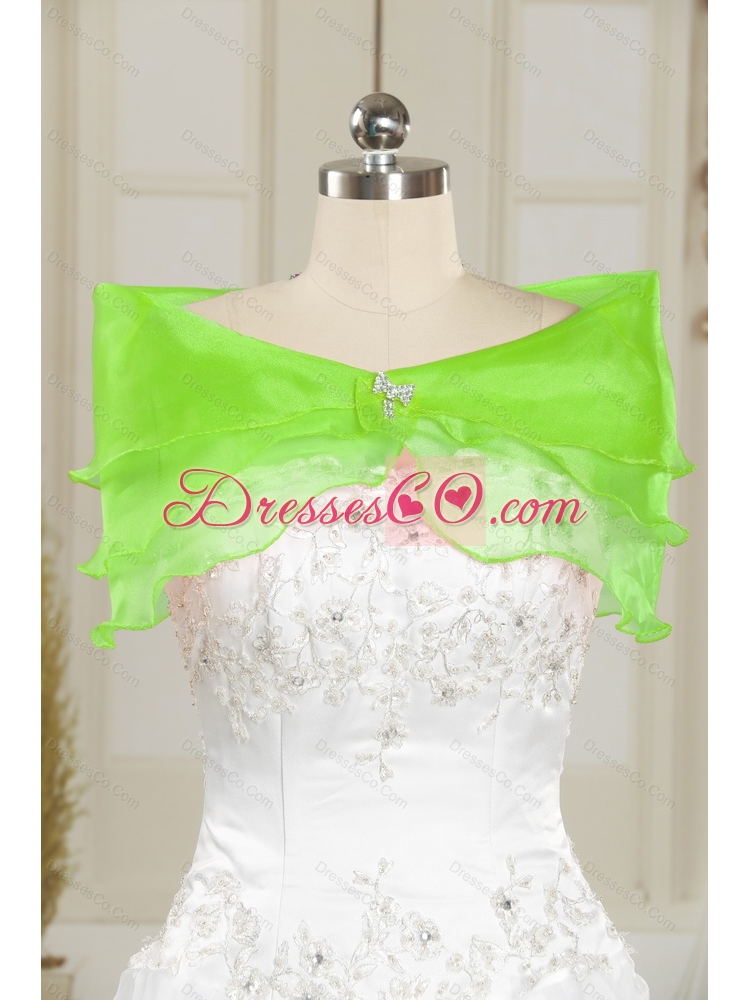 Classic Beading and Ruffles Spring Green Sweet 15 Dresses