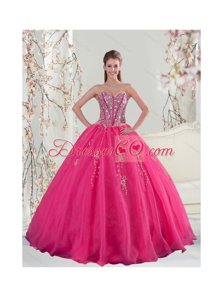 Detachable Hot Pink Sequins and Appliques Prom Dresses