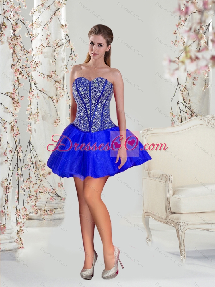 Detachable and Classic Beading and Ruffles Sweet Sixteen Dress in Royal Blue for