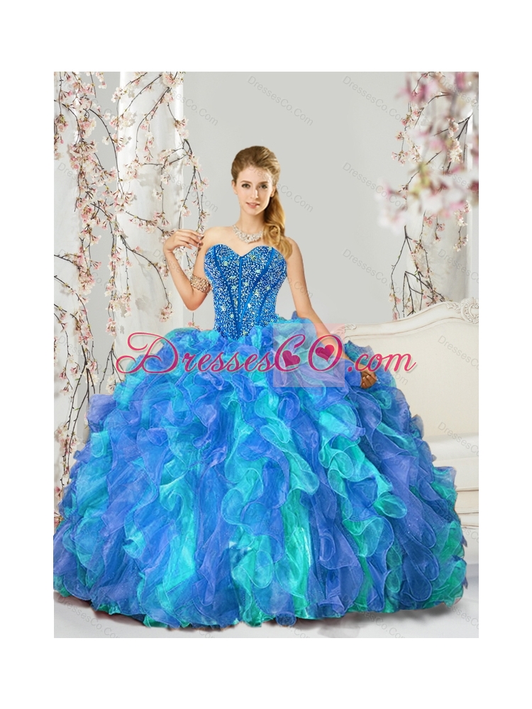 Detachable and Elegant Beading and Ruffles Multi-color Quinceanera Dress