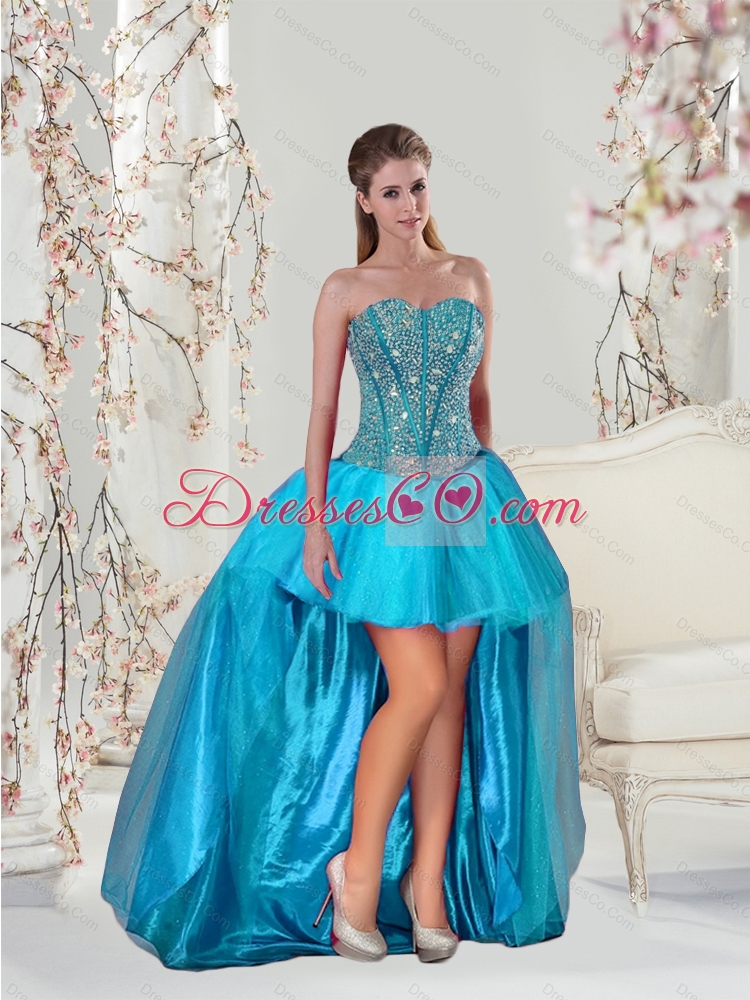Detachable Aqua Blue Quinceanera Dress Skirts with Beading and Ruffles for