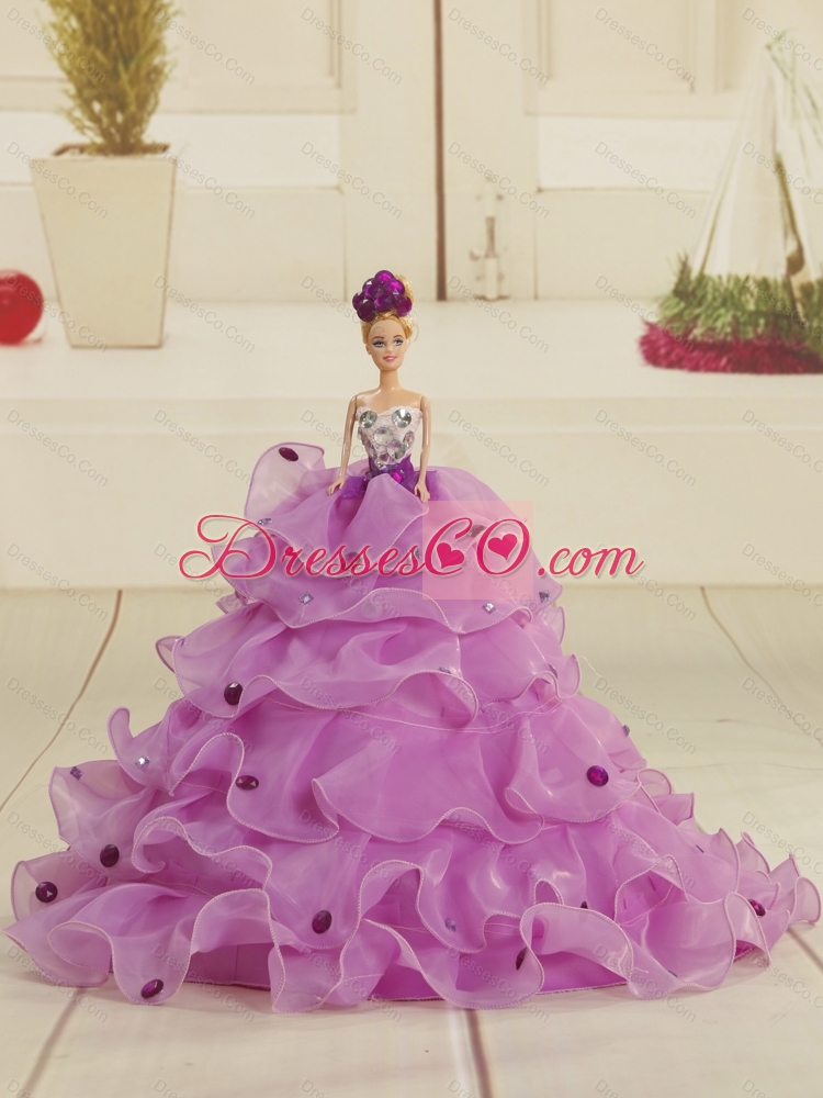 Unique Purple Sweet Sixteen Dress with Beading and Ruffles