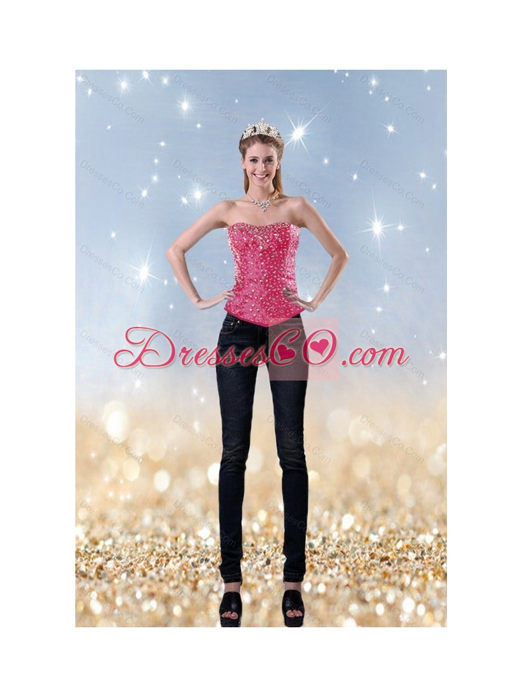 Girls Fashionable Pink Corset With Beading