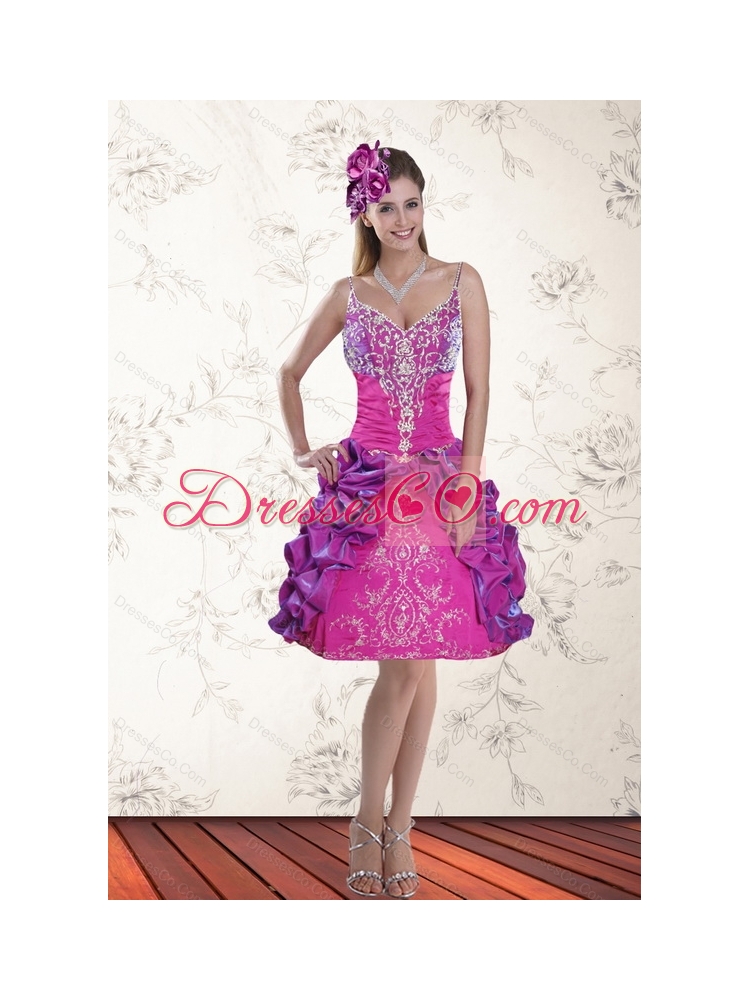 Beautiful Ball Gown Straps Multi Color Prom Dress with Embroidery