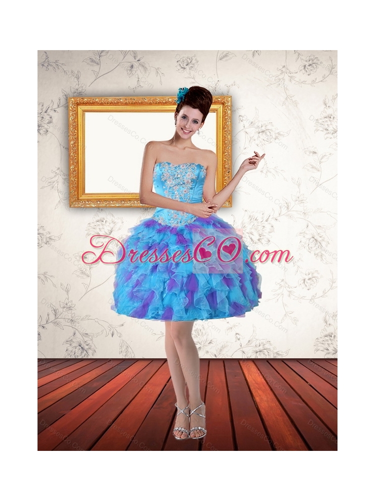 New Style Beading Ruffled Layers Short Prom Dress in Multi Color