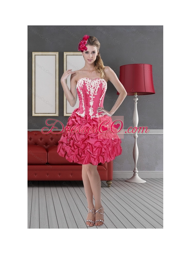 Hot Pink  New Style Prom Dress with Pick Ups and Embroidery