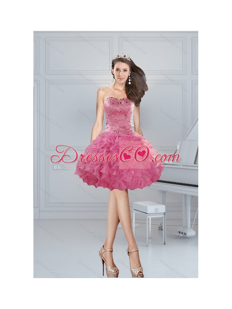 New Style Ball Gown Pink Beading Prom Dresses