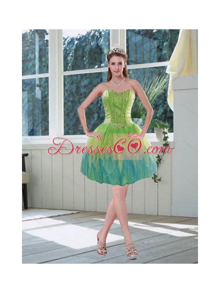 New Style Multi Color Prom Dress with Appliques and Beading