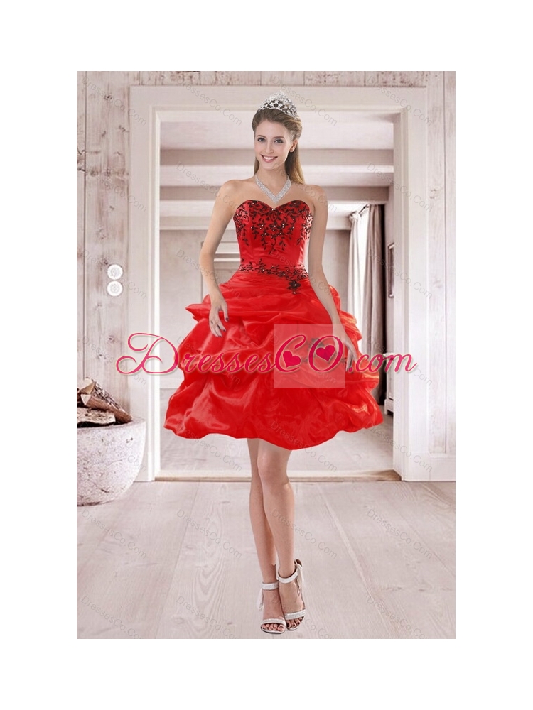 New Style Red  Prom Dress with Embroidery and Ruffles