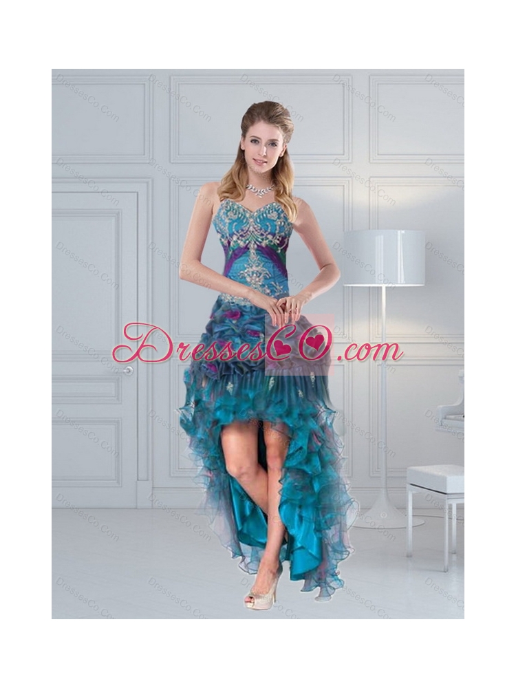 Cheap Straps Multi Color Prom Dress with Embroidery and Hand Made Flower