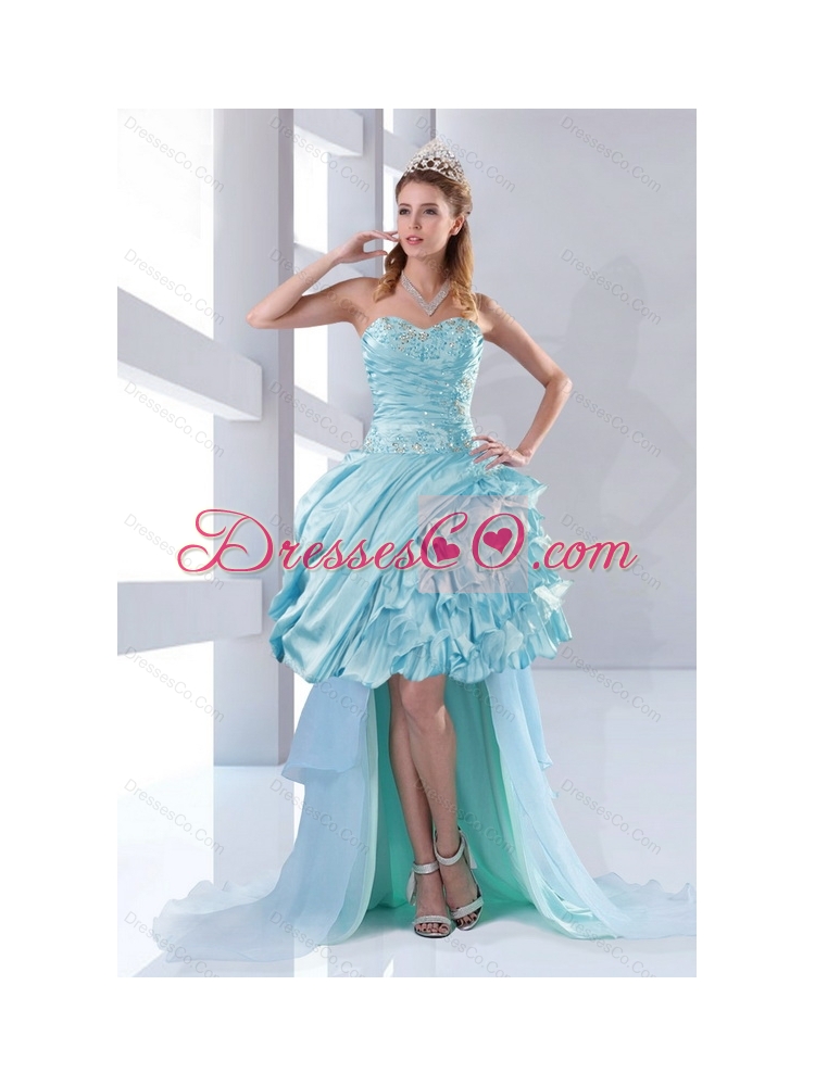 Unique High Low Prom Dress with Beading and Ruffles for
