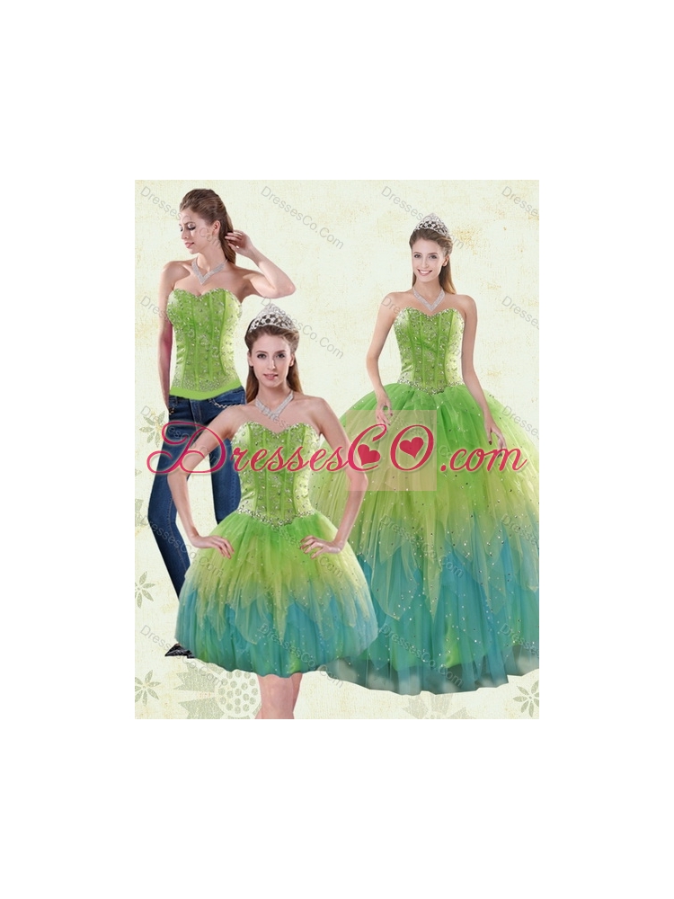 Detachable Appliques and Ruffles Quinceanera Skirts in Multi Color