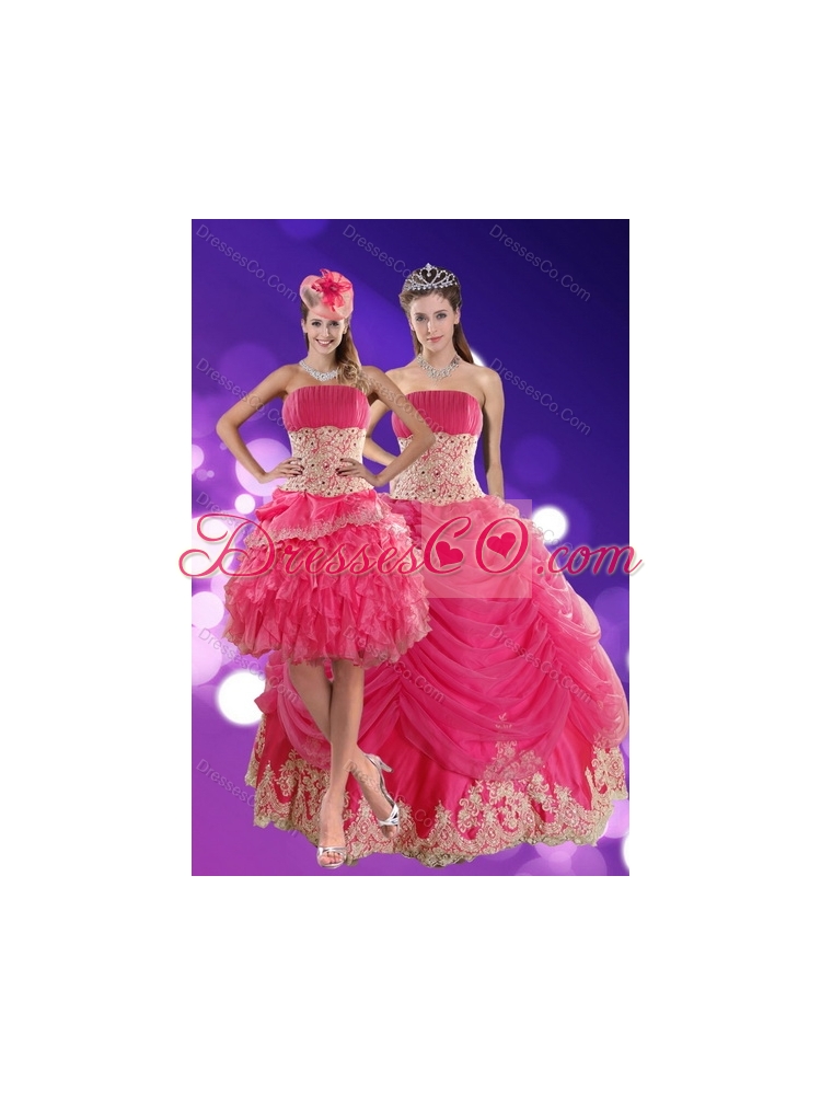 Detachable Hot Pink Quinceanera Skirts with Beading and Lace