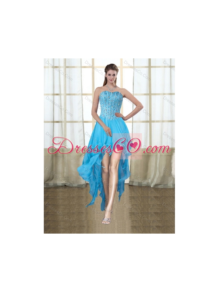 Detachable Baby Blue Strapless  Quinceanera Dress with Beading