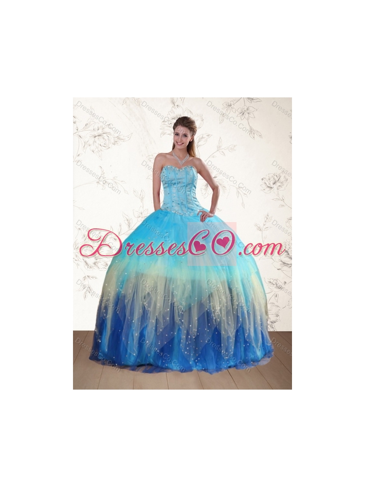 Detachable Beading Multi Color Quinceanera Dress with Ruffles