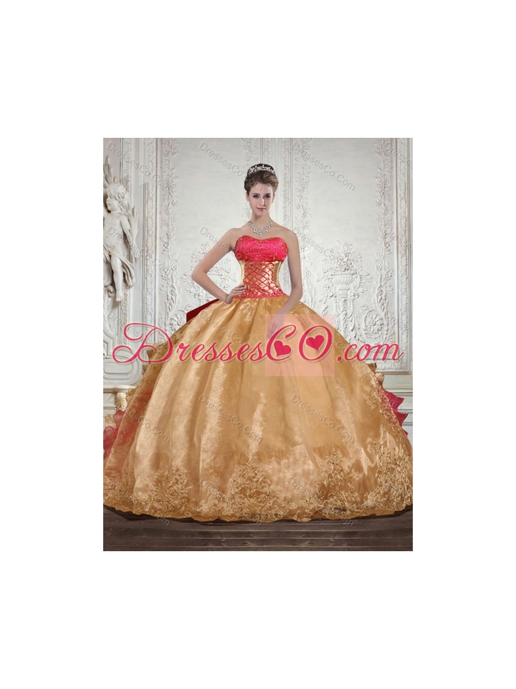 Detachable Strapless Multi Color Quinceanera Dress with Beading and Embroidery