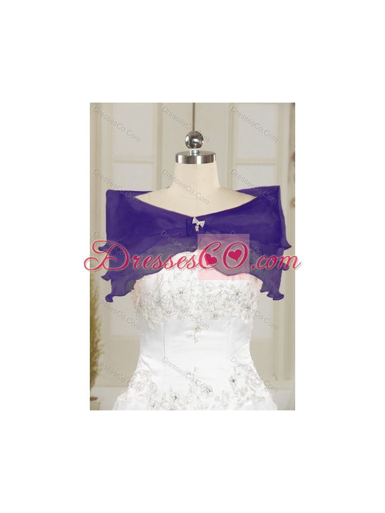 Detachable Ball Gown Purple Quince Dress with Embroidery