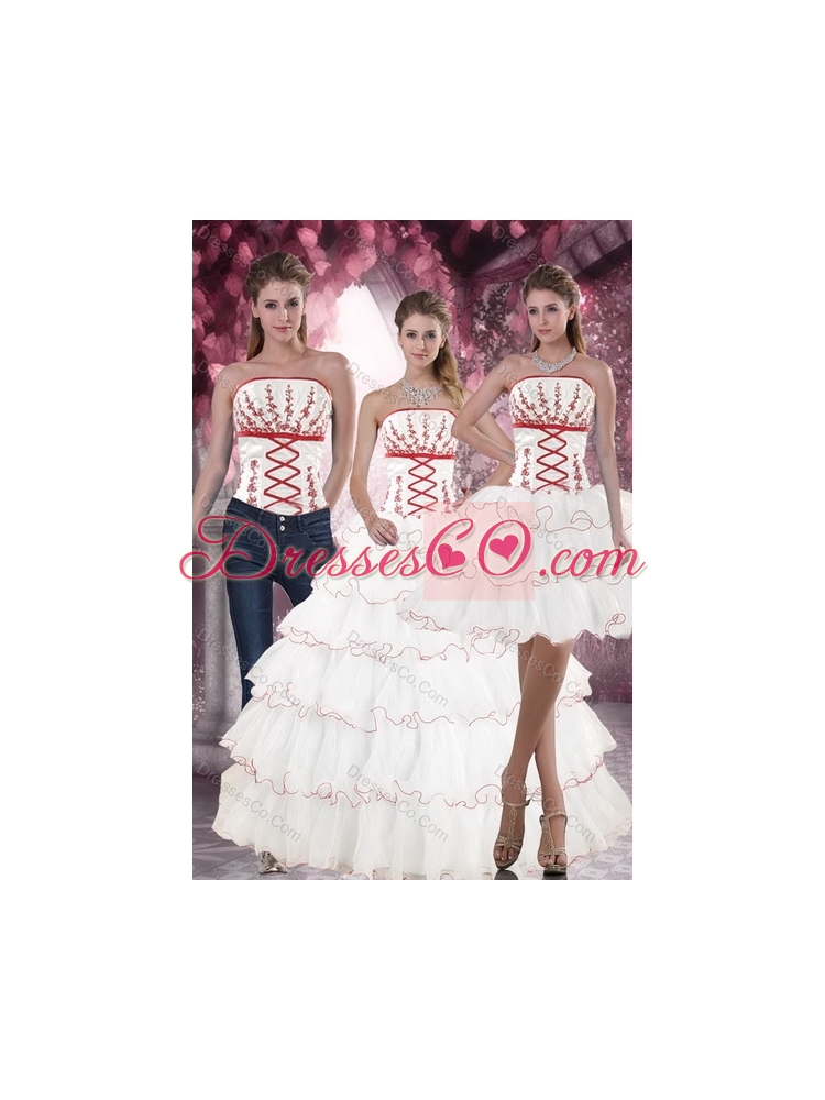 Detachable White Quinceanera Skirts with Appliques and Ruffled Layers for