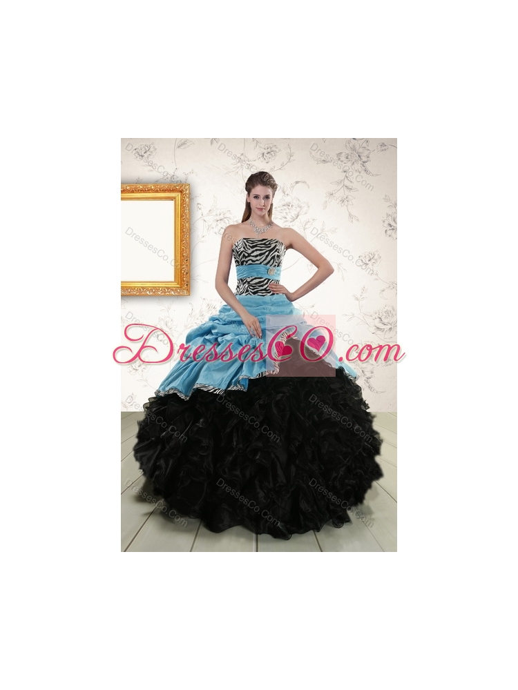 Detachable Zebra Print Strapless Multi Color Quinceanera Skirts with Ruffles and Pick Ups