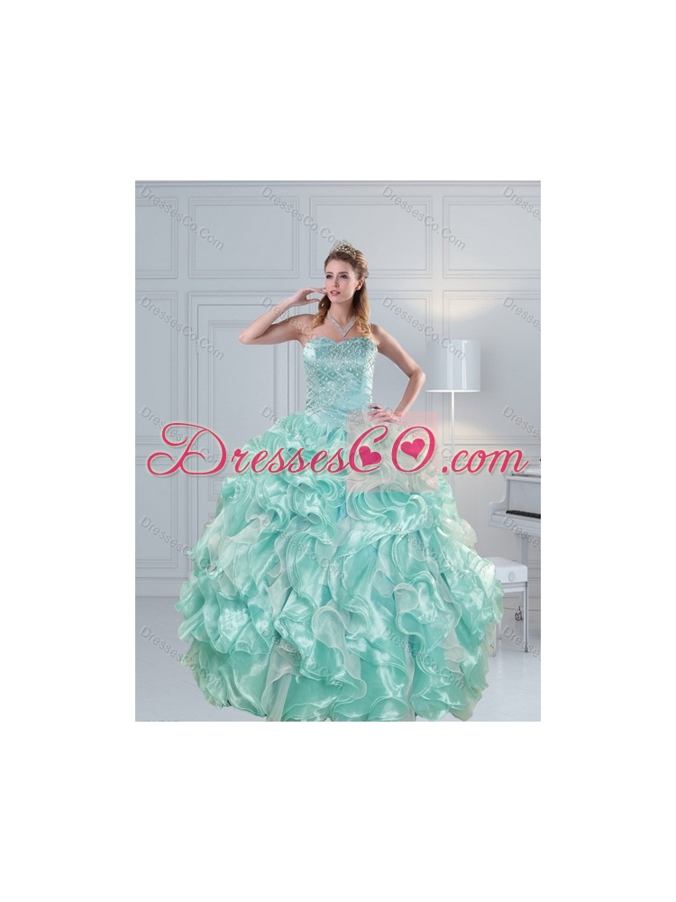 Detachable Beading and Ruffles Aqual Blue Quinceanera Skirts