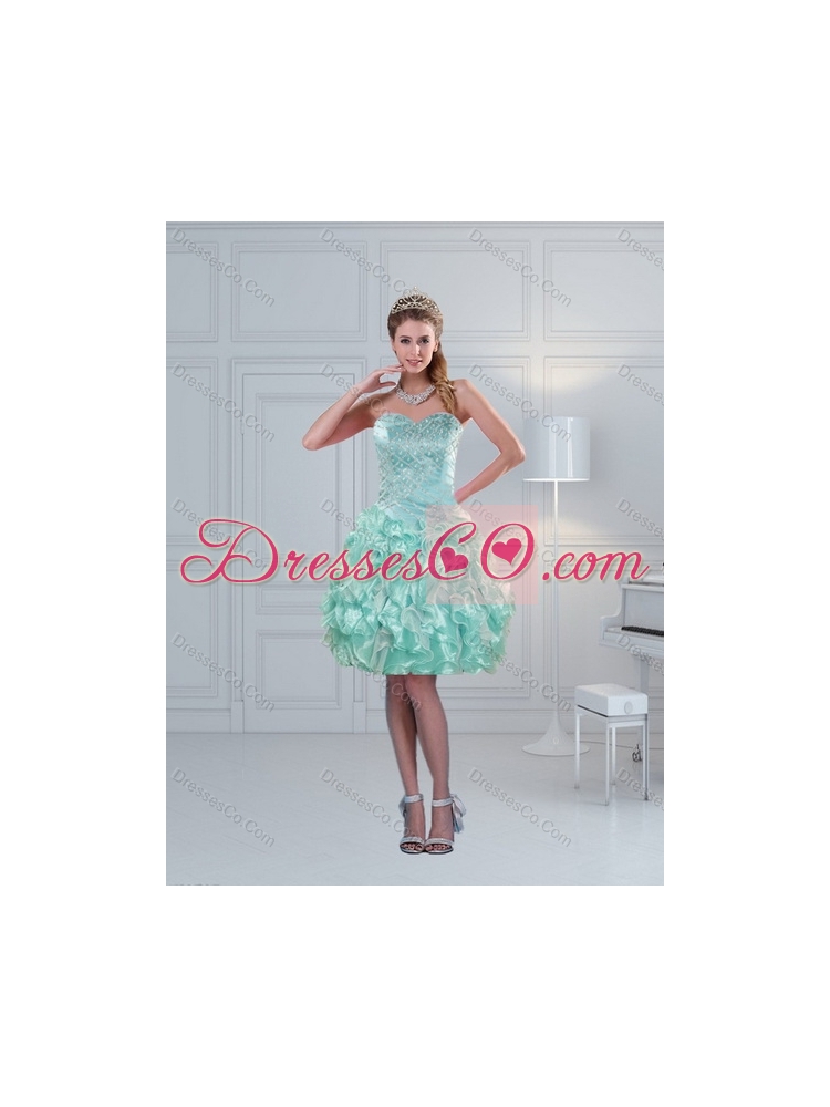 Detachable Beading and Ruffles Aqual Blue Quinceanera Skirts