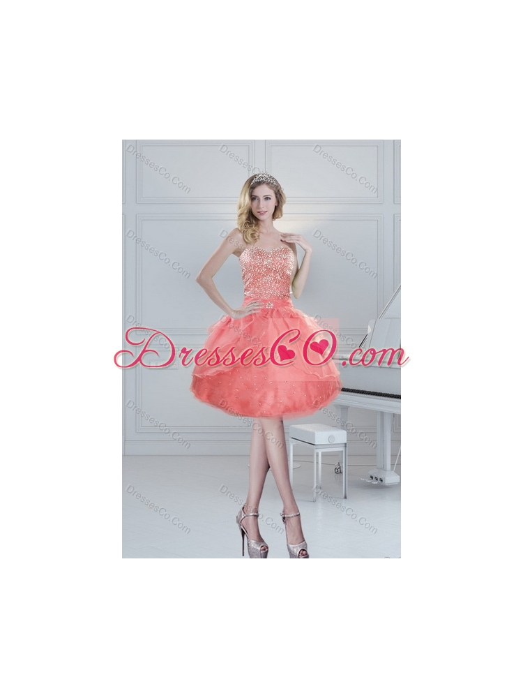 Detachable Beading Quinceanera Skirts in Watermelon
