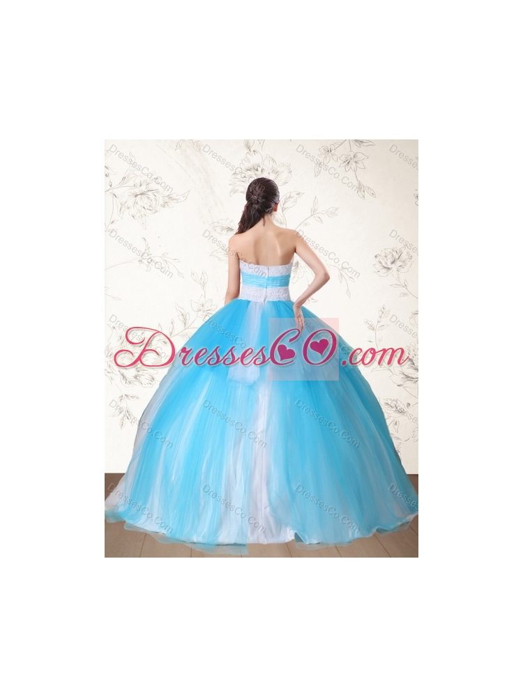 In Stock Multi Color Strapless Quinceanera Dress with Embroidery and Beading