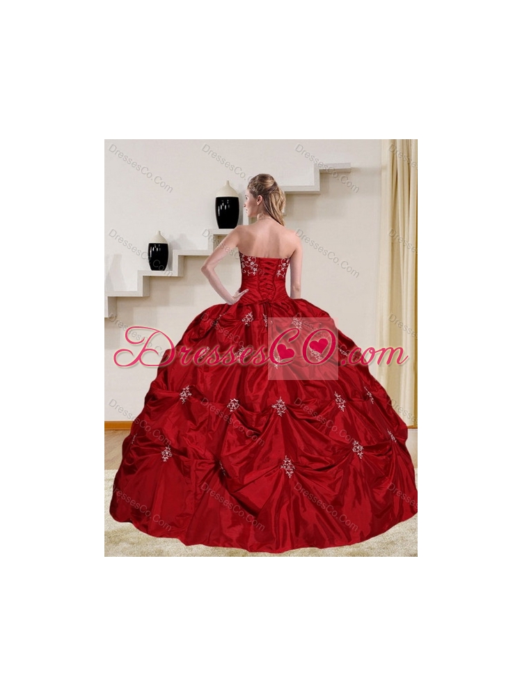 In Stock Strapless Quinceanera Dress with Embroidery and Pick Ups