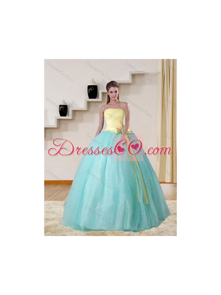 In Stock Strapless Multi Color Quinceanera Dress with Bowknot