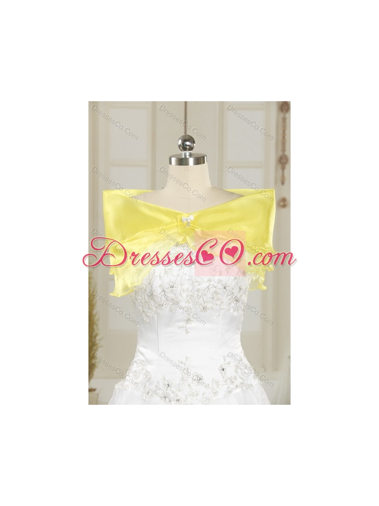 Brand New Yellow Beading and Ruffles In Stock Quinceanera Dress for
